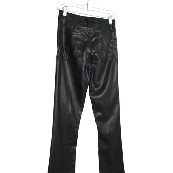 Mother Denim Insider Ankle Black Vegan Leather Pants Wax On Wax Off Size 27 - Picture 7 of 12